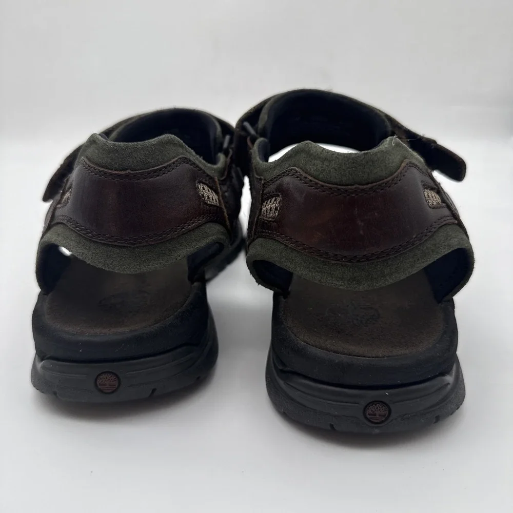 Timberland Men's Leather Upper Sandals, Size 10, In Brown/Olive Green 62004